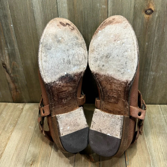 Frye Carson Harness Boot Mule Clog Slip On Tan size 8 - Picture 4 of 7